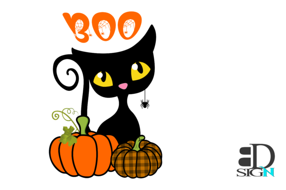 Boo Cat Graphics for Autumn Crafts