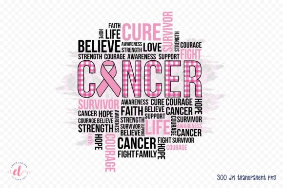 Breast Cancer Typography Design PNG